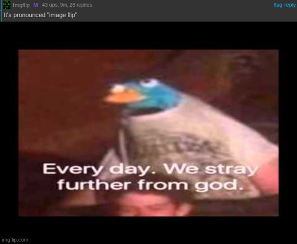We were wrong, it's not imgflip, It's image flip | image tagged in everyday we stray further from god | made w/ Imgflip meme maker
