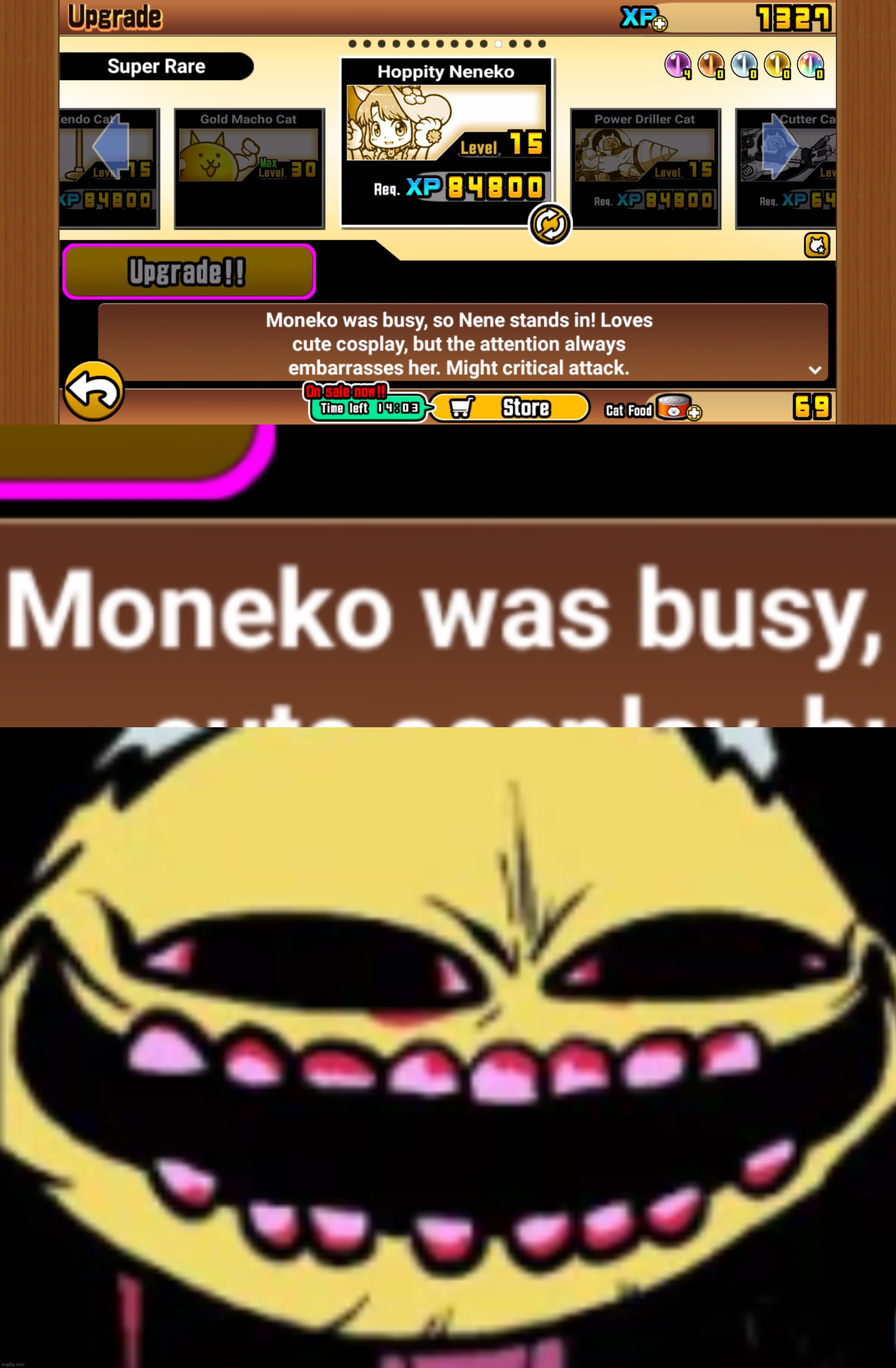 That was sus as hell Moneko | image tagged in lenny lemon demon,moneko is sus | made w/ Imgflip meme maker
