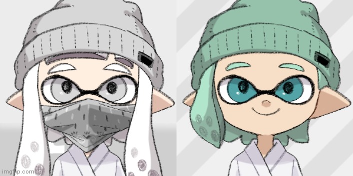 My only canon Inkling ship (albino and mint) | made w/ Imgflip meme maker