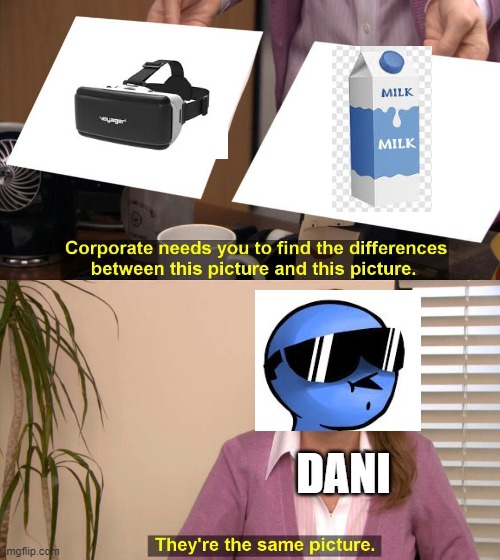 Dani's vr helmet | DANI | image tagged in they are the same picture | made w/ Imgflip meme maker