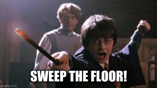 harry potter spell | SWEEP THE FLOOR! | image tagged in harry potter spell | made w/ Imgflip meme maker