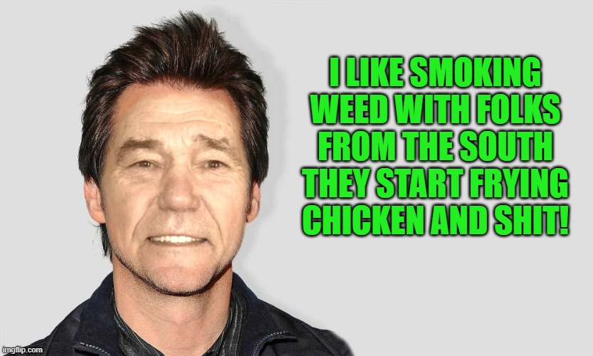 southern hospitality | I LIKE SMOKING WEED WITH FOLKS FROM THE SOUTH THEY START FRYING CHICKEN AND SHIT! | image tagged in lou carey,weed | made w/ Imgflip meme maker