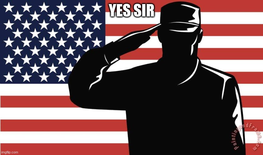 saluting soldier | YES SIR | image tagged in saluting soldier | made w/ Imgflip meme maker