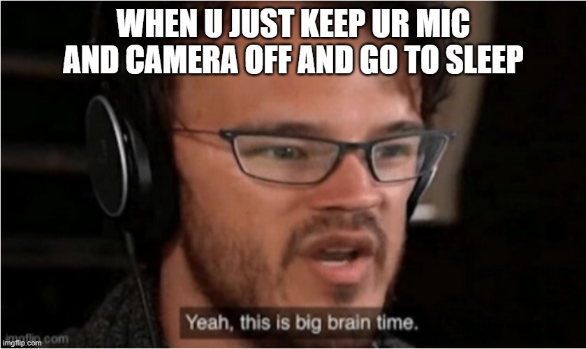 Bruh | WHEN U JUST KEEP UR MIC AND CAMERA OFF AND GO TO SLEEP | image tagged in bruh | made w/ Imgflip meme maker