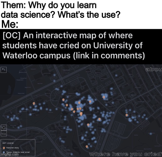 Data Science is Pog | Them: Why do you learn data science? What’s the use? Me: | image tagged in blank white template,pog,poggers,university,memes,funny memes | made w/ Imgflip meme maker