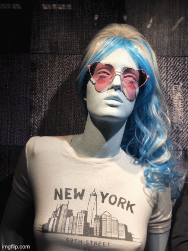 Blue Trans Group | image tagged in gifs,fashion,window design,bloomingdales,blue man group,brian einersen | made w/ Imgflip images-to-gif maker