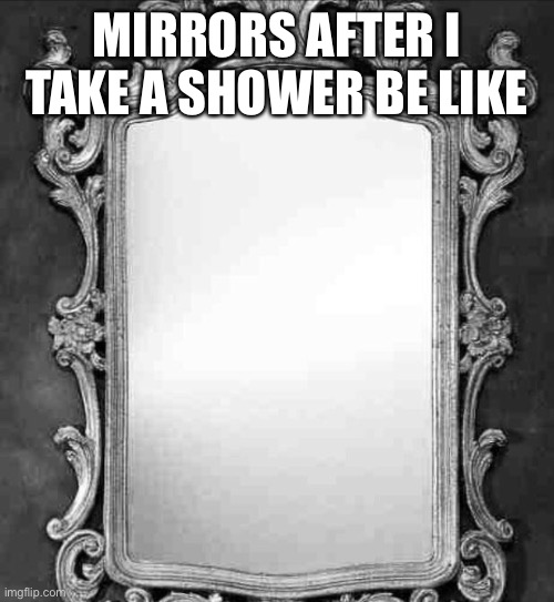 Mirror | MIRRORS AFTER I TAKE A SHOWER BE LIKE | image tagged in mirror | made w/ Imgflip meme maker