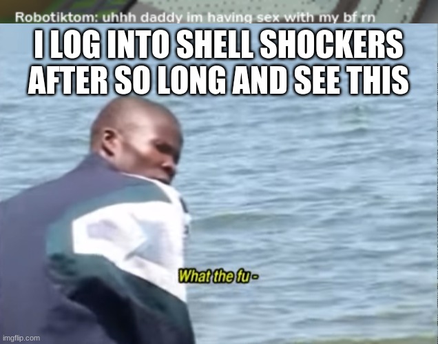 What teh actual fu- |  I LOG INTO SHELL SHOCKERS AFTER SO LONG AND SEE THIS | image tagged in what the fu- | made w/ Imgflip meme maker
