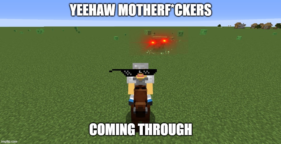 Yeehaw Motherf*ckers | YEEHAW MOTHERF*CKERS; COMING THROUGH | image tagged in minecraft | made w/ Imgflip meme maker