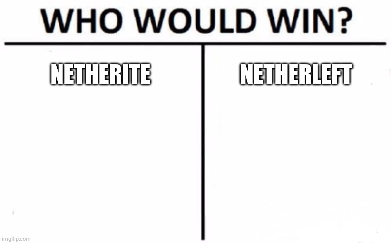 Who Would Win? | NETHERITE; NETHERLEFT | image tagged in memes,who would win | made w/ Imgflip meme maker