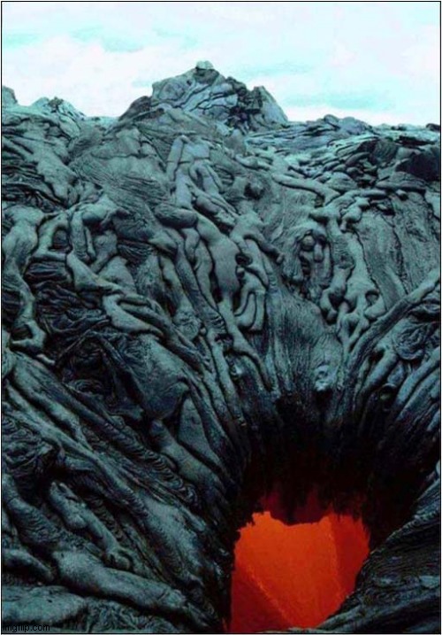 The Portal To Hell Is At Kamokuna, Hawaii ! | image tagged in lava,hawaii | made w/ Imgflip meme maker