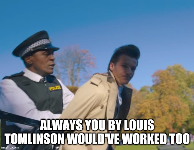 Louis Tomlinson Arrested | ALWAYS YOU BY LOUIS TOMLINSON WOULD'VE WORKED TOO | image tagged in louis tomlinson arrested | made w/ Imgflip meme maker