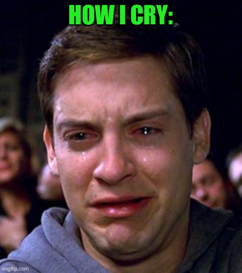 crying peter parker | HOW I CRY: | image tagged in crying peter parker | made w/ Imgflip meme maker