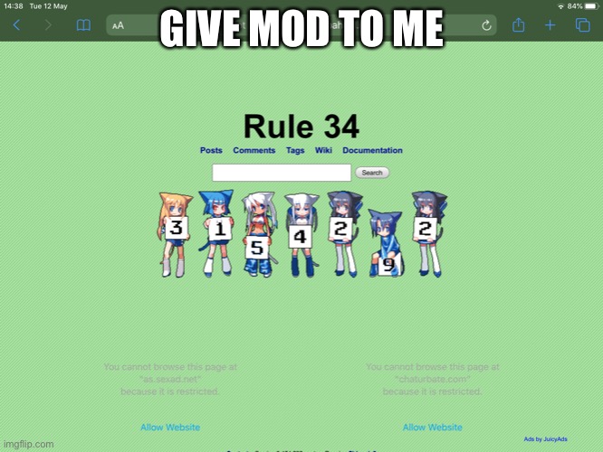 Rule 34 | GIVE MOD TO ME | image tagged in rule 34 | made w/ Imgflip meme maker