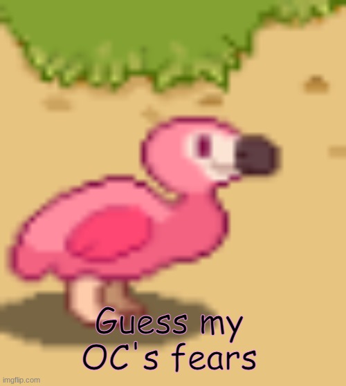 clouddays flamingo | Guess my OC's fears | image tagged in clouddays flamingo | made w/ Imgflip meme maker