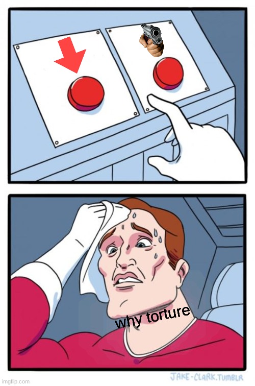 Two Buttons Meme | why torture | image tagged in memes,two buttons | made w/ Imgflip meme maker