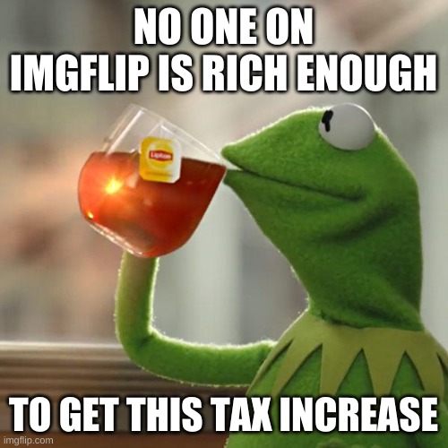 But That's None Of My Business Meme | NO ONE ON IMGFLIP IS RICH ENOUGH TO GET THIS TAX INCREASE | image tagged in memes,but that's none of my business,kermit the frog | made w/ Imgflip meme maker
