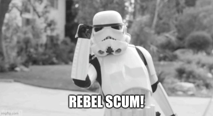 one does simply blast rebel scum | REBEL SCUM! | image tagged in one does simply blast rebel scum | made w/ Imgflip meme maker