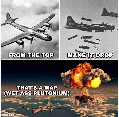 wap | image tagged in wet ass plutonium,repost,atomic bomb,hiroshima,wap,song lyrics | made w/ Imgflip meme maker