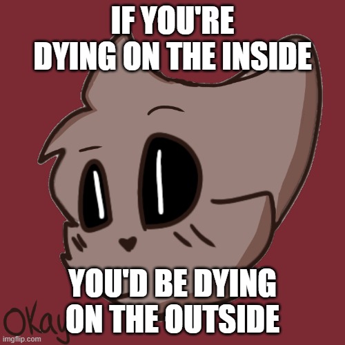 Okay- | IF YOU'RE DYING ON THE INSIDE; YOU'D BE DYING ON THE OUTSIDE | image tagged in okay- | made w/ Imgflip meme maker