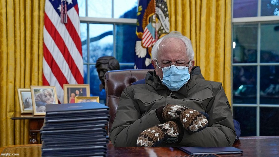 President Sanders | image tagged in bernie sitting | made w/ Imgflip meme maker