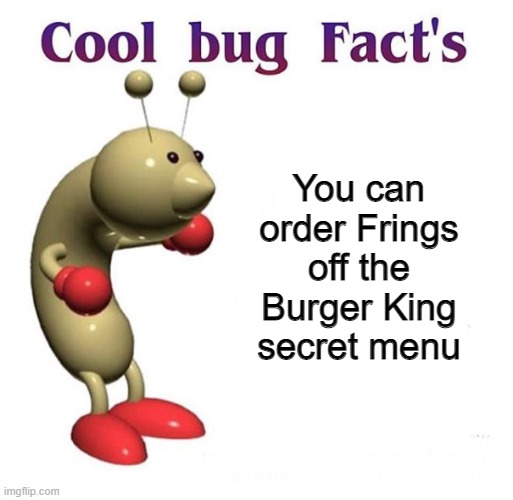 Don't keep this info to yourself! Spread the word! | You can order Frings off the Burger King secret menu | image tagged in memes,funny,burger king,secrets,interesting,facts | made w/ Imgflip meme maker