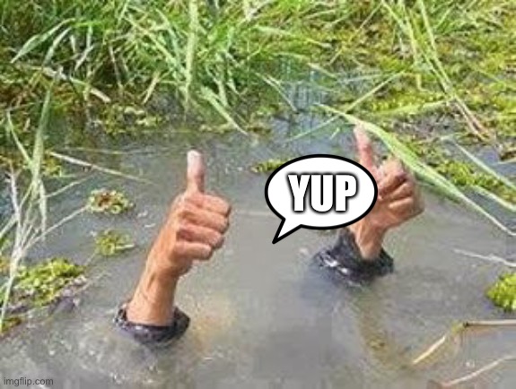 FLOODING THUMBS UP | YUP | image tagged in flooding thumbs up | made w/ Imgflip meme maker