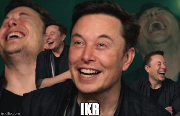 Elon Musk Laughing | IKR | image tagged in elon musk laughing | made w/ Imgflip meme maker