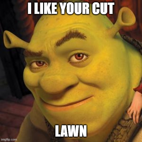 Shrek Sexy Face | I LIKE YOUR CUT LAWN | image tagged in shrek sexy face | made w/ Imgflip meme maker