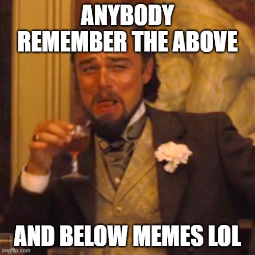 Laughing Leo | ANYBODY REMEMBER THE ABOVE; AND BELOW MEMES LOL | image tagged in memes,laughing leo | made w/ Imgflip meme maker