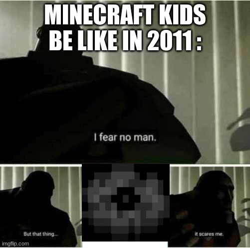 kids in 2011 be like | MINECRAFT KIDS BE LIKE IN 2011 : | image tagged in i fear no man | made w/ Imgflip meme maker