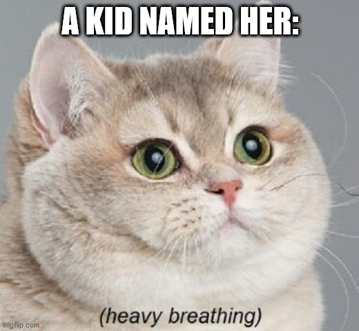 Heavy Breathing Cat Meme | A KID NAMED HER: | image tagged in memes,heavy breathing cat | made w/ Imgflip meme maker