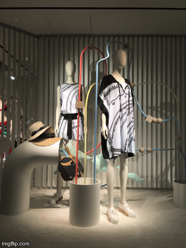 Hermès Hostages | image tagged in fashion,window design,hermes,brian einersen | made w/ Imgflip images-to-gif maker