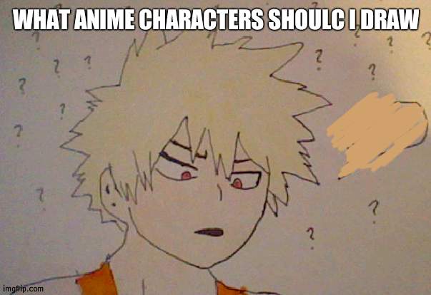 Bakugo Drawing Template | WHAT ANIME CHARACTERS SHOULC I DRAW | image tagged in bakugo what | made w/ Imgflip meme maker