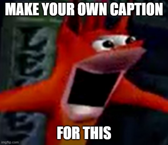Make your own caption | MAKE YOUR OWN CAPTION; FOR THIS | image tagged in crash bandicoot,make your own caption | made w/ Imgflip meme maker