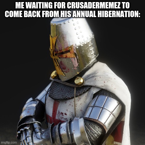 Paladin | ME WAITING FOR CRUSADERMEMEZ TO COME BACK FROM HIS ANNUAL HIBERNATION: | image tagged in paladin | made w/ Imgflip meme maker