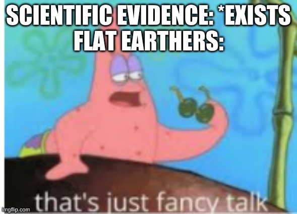 SCIENTIFIC EVIDENCE: *EXISTS
FLAT EARTHERS: | made w/ Imgflip meme maker