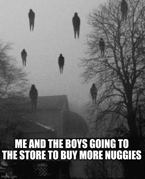 Nuggies part 4: More nuggies | ME AND THE BOYS GOING TO THE STORE TO BUY MORE NUGGIES | image tagged in me and the boys at 3 am | made w/ Imgflip meme maker
