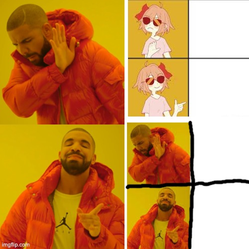 Stop using anime templates :( | image tagged in drake hotline bling | made w/ Imgflip meme maker