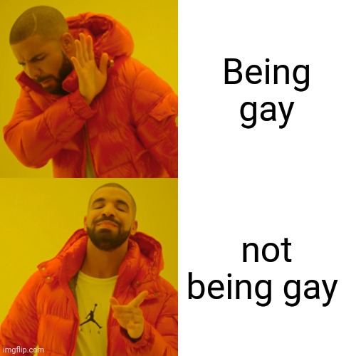Drake Hotline Bling Meme | Being gay not being gay | image tagged in memes,drake hotline bling | made w/ Imgflip meme maker