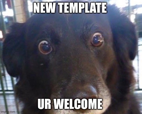 New template | NEW TEMPLATE; UR WELCOME | image tagged in realizing dog | made w/ Imgflip meme maker