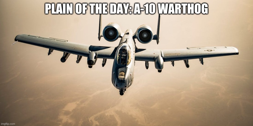 A-10 Warthog | PLAIN OF THE DAY: A-10 WARTHOG | image tagged in a-10 warthog | made w/ Imgflip meme maker