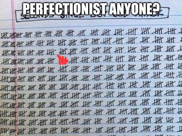 perfection is impossible | PERFECTIONIST ANYONE? | image tagged in stop reading the tags | made w/ Imgflip meme maker