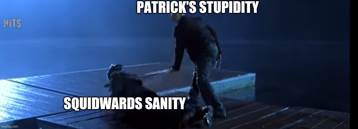 Freddy wailing on Jason | PATRICK'S STUPIDITY SQUIDWARDS SANITY | image tagged in freddy wailing on jason | made w/ Imgflip meme maker