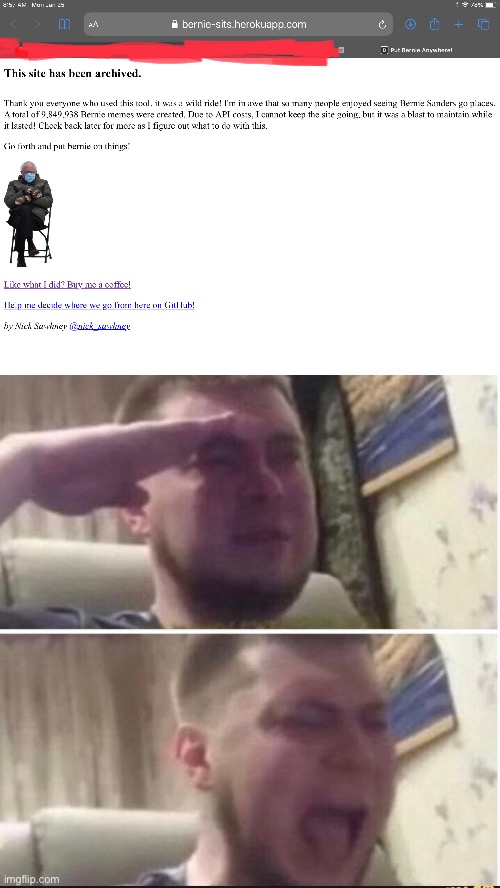 image tagged in crying salute | made w/ Imgflip meme maker