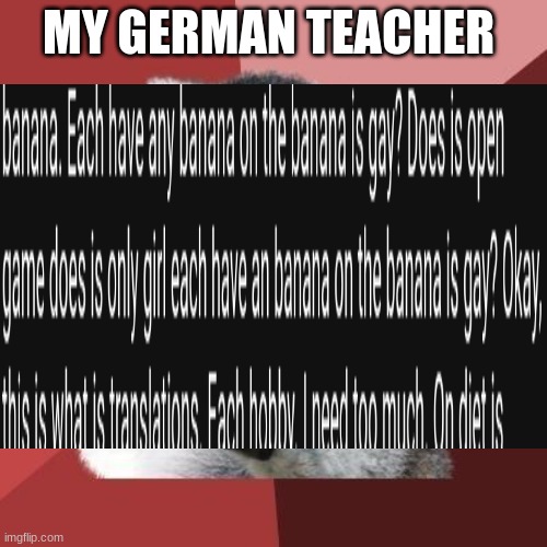 woah calm down jamal | MY GERMAN TEACHER | image tagged in teachers,german,bruh moment | made w/ Imgflip meme maker