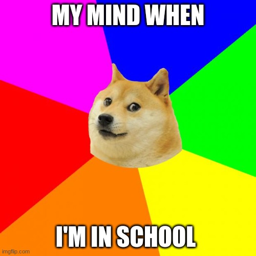 this is so true |  MY MIND WHEN; I'M IN SCHOOL | image tagged in memes,advice doge | made w/ Imgflip meme maker