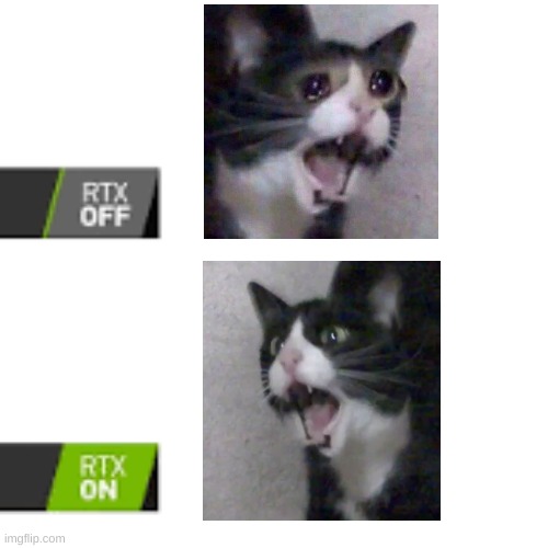 It looks so weird now! | image tagged in rtx on and off | made w/ Imgflip meme maker