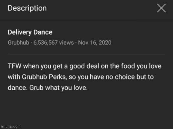 Delivery Dance Description | image tagged in grubhub | made w/ Imgflip meme maker