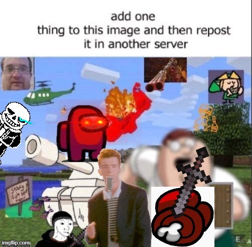 i added rick astly and sans | image tagged in repost this,sans,rick astley | made w/ Imgflip meme maker